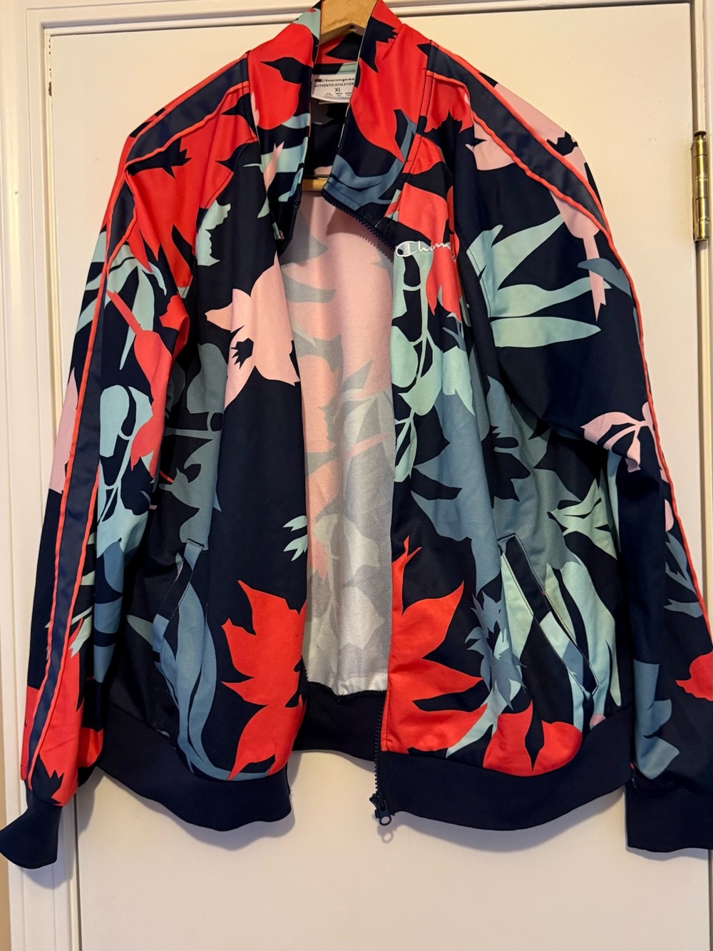 Champion Floral Bomber Jacket - Navy, Red & Mint